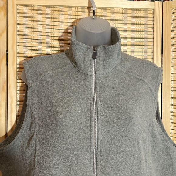 Land's End Gray Polartec Fleece Zip Front Vest Vintage 1990s Y2K XL/18 - Picture 6 of 16